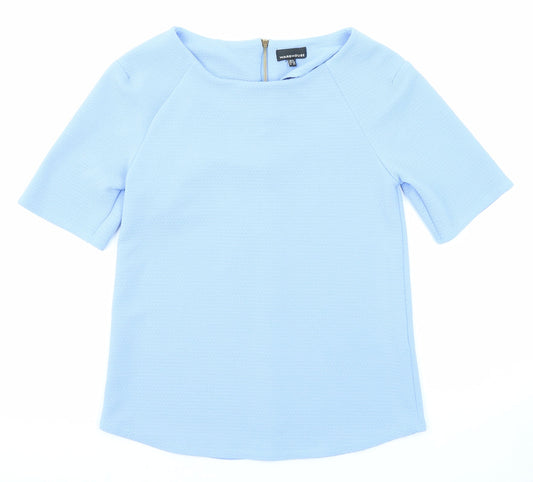 Warehouse Womens Blue Polyester Basic Blouse Size 6 Boat Neck