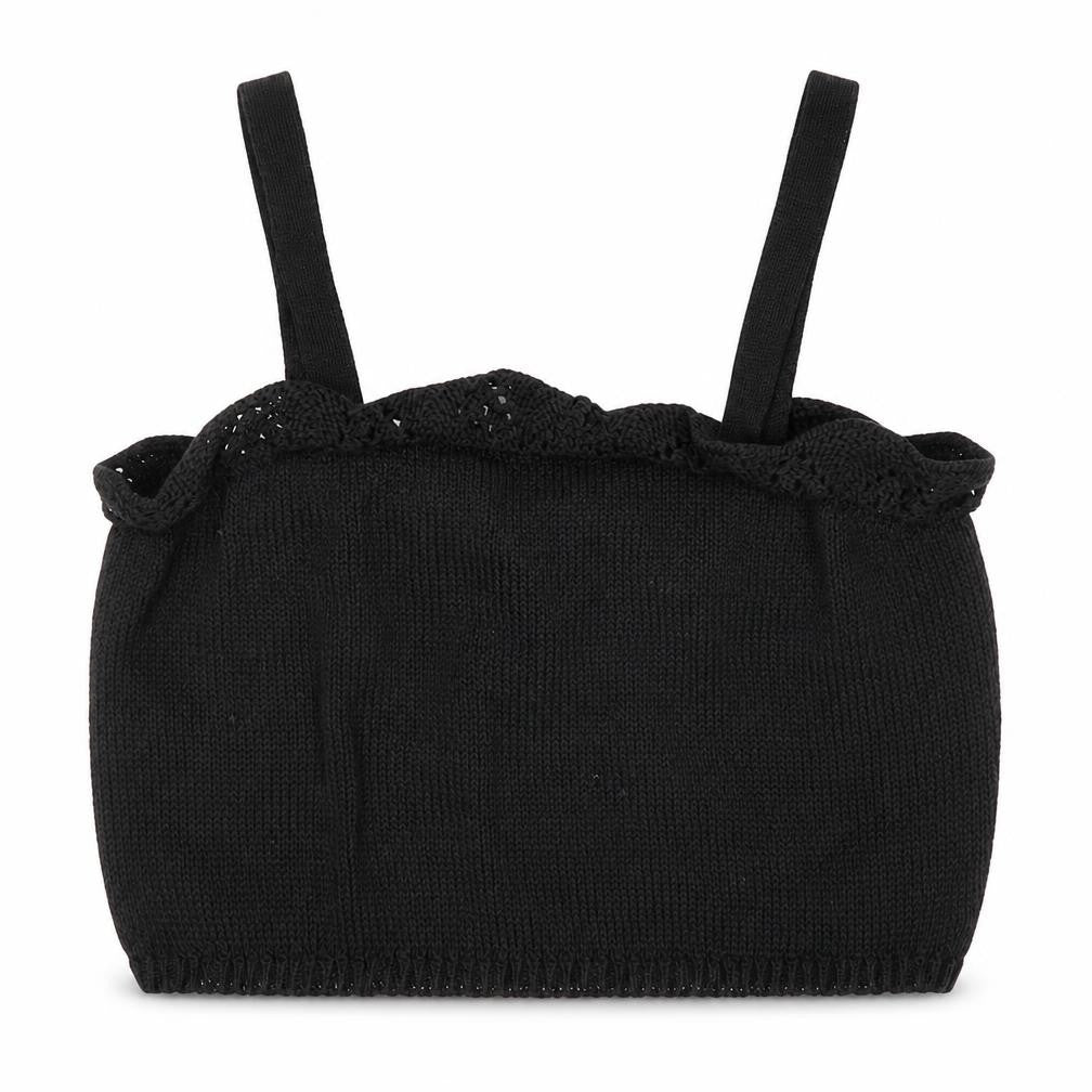 Zara Girls Black Polyester Cropped Tank Size 13-14 Years Square Neck Pullover