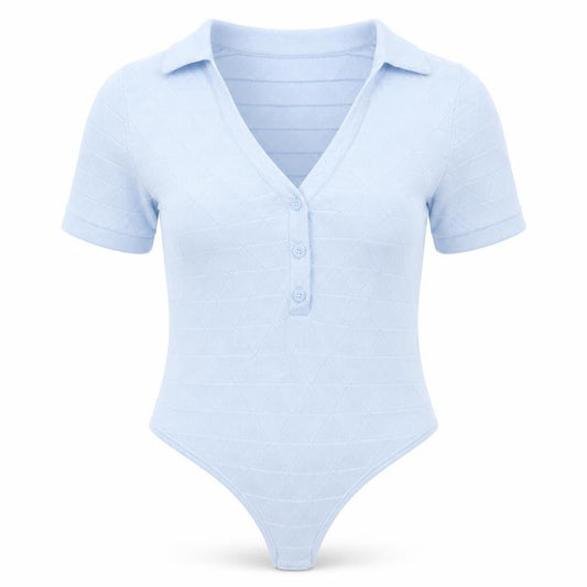 PRETTYLITTLETHING Womens Blue Viscose Bodysuit One-Piece Size L Snap