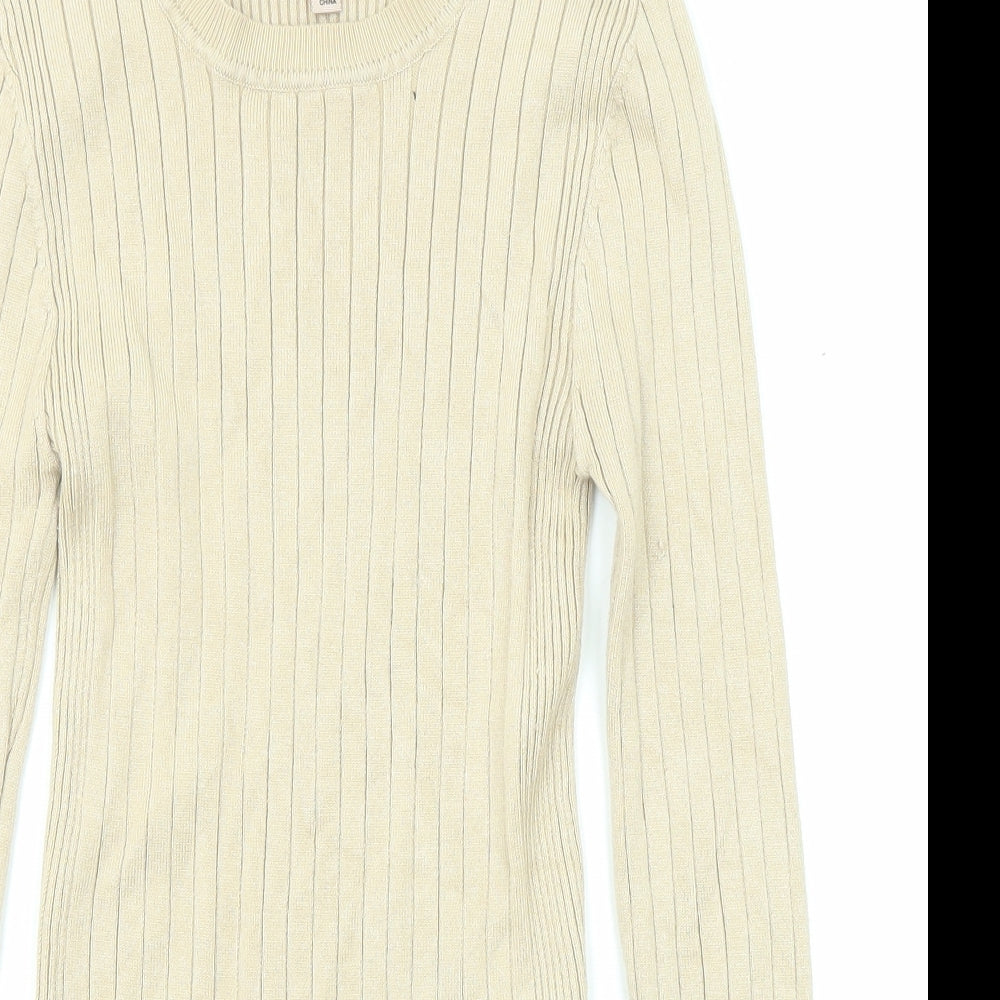 Love Tree Womens Beige Round Neck Viscose Pullover Jumper Size S