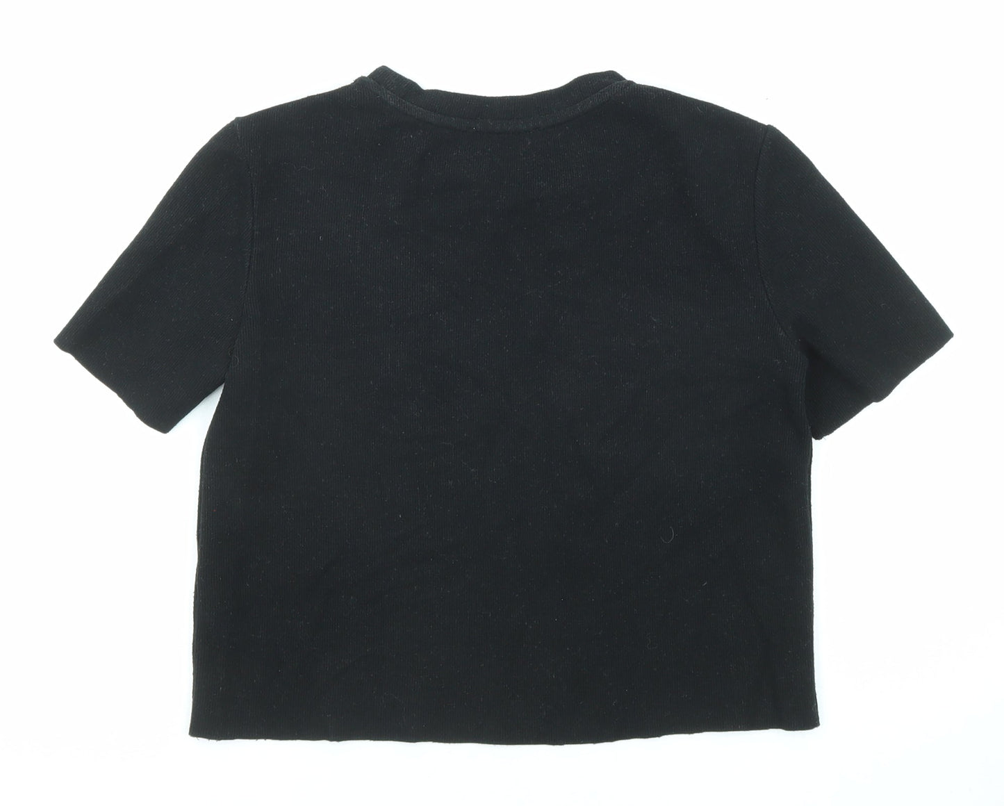 Zara Womens Black Round Neck Cotton Pullover Jumper Size S