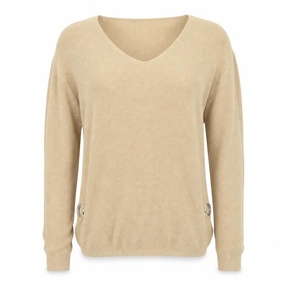 NEXT Womens Beige Round Neck Viscose Pullover Jumper Size 10