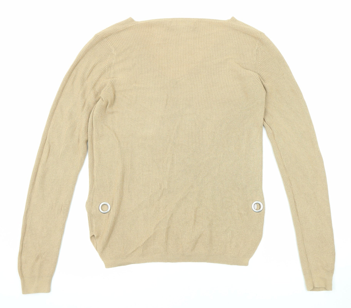 NEXT Womens Beige Round Neck Viscose Pullover Jumper Size 10