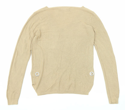 Next Womens Beige Round Neck Viscose Pullover Jumper Size 10