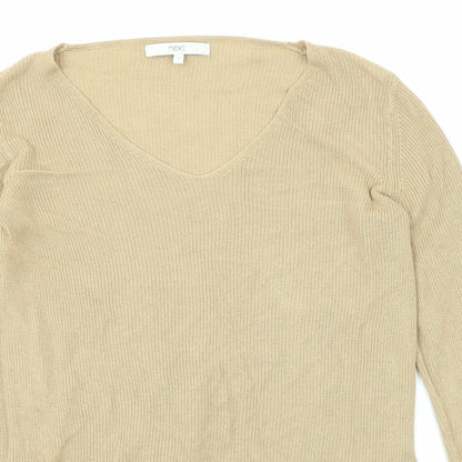 Next Womens Beige Round Neck Viscose Pullover Jumper Size 10