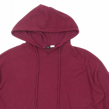 Close-up detail of BDG women’s purple round neck polyester jumper, size XS