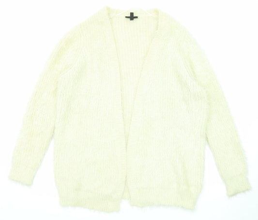 Topshop Womens Beige V-Neck Nylon Cardigan Jumper Size 12