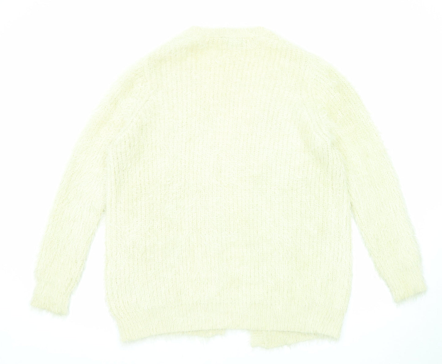 Topshop Womens Beige V-Neck Nylon Cardigan Jumper Size 12