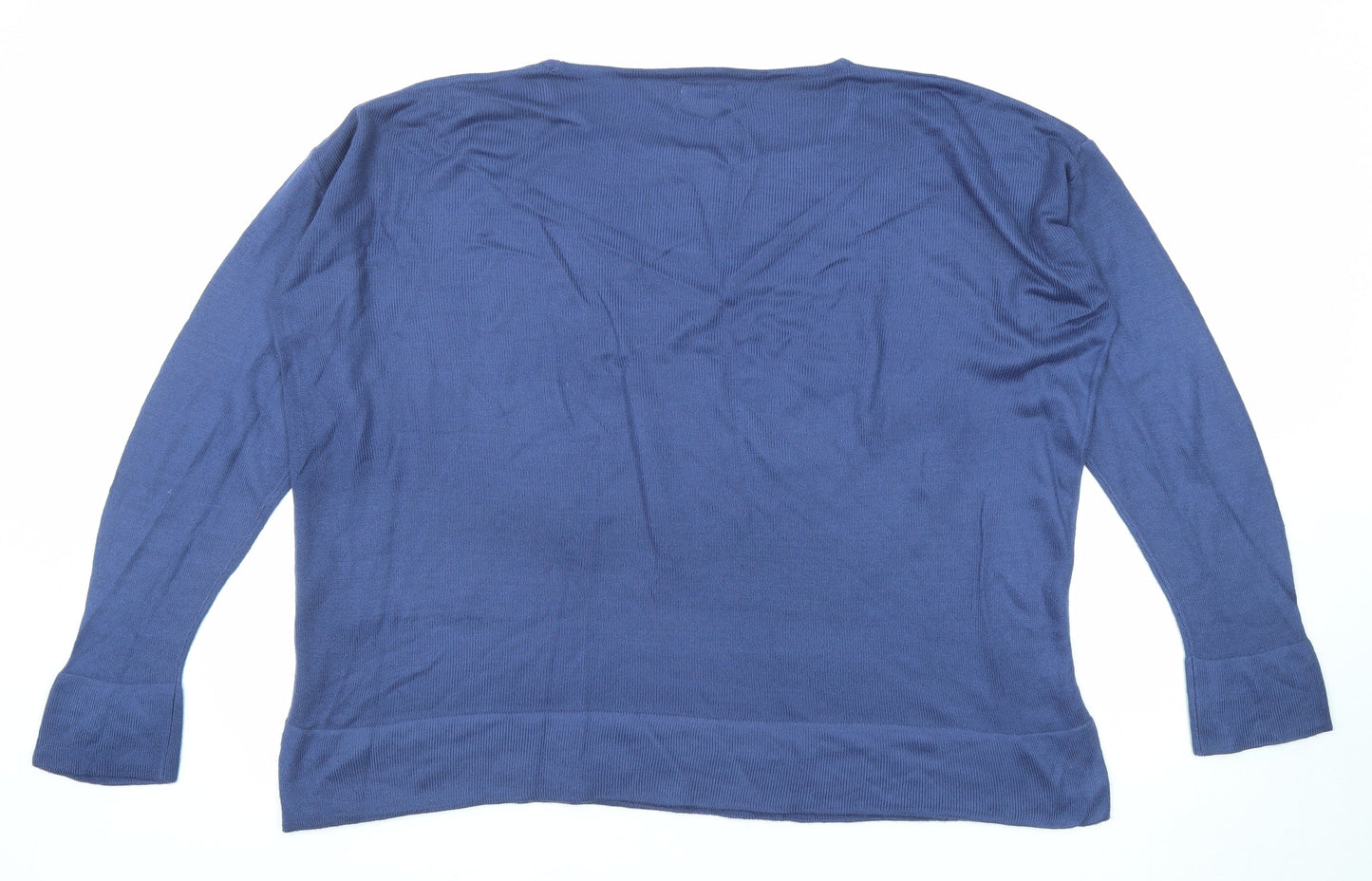 Damart Womens Blue Round Neck Acrylic Pullover Jumper Size 14 - Size 14-16