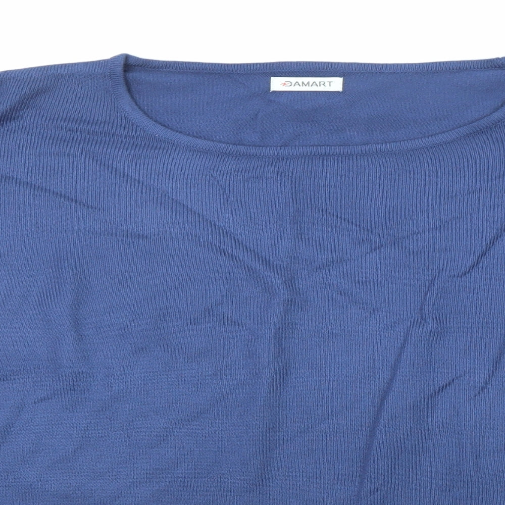 Damart Womens Blue Round Neck Acrylic Pullover Jumper Size 14 - Size 14-16