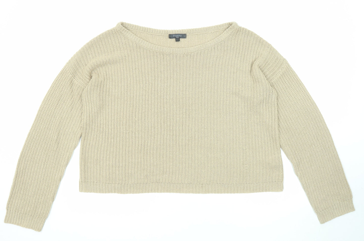 Missguided Womens Beige Boat Neck Acrylic Pullover Jumper Size 22
