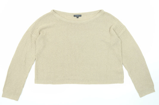 Missguided Womens Beige Boat Neck Acrylic Pullover Jumper Size 22