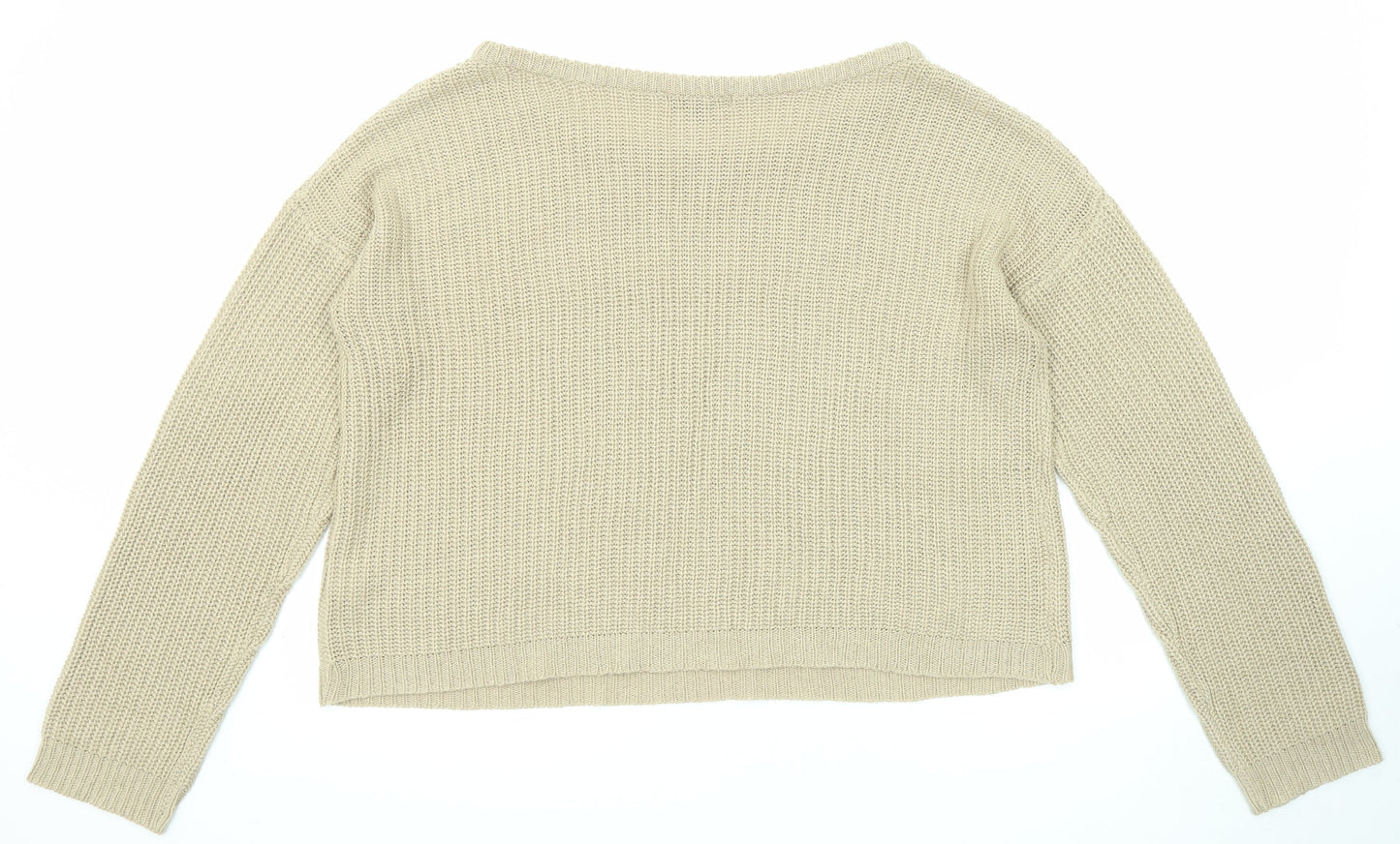 Missguided Womens Beige Boat Neck Acrylic Pullover Jumper Size 22