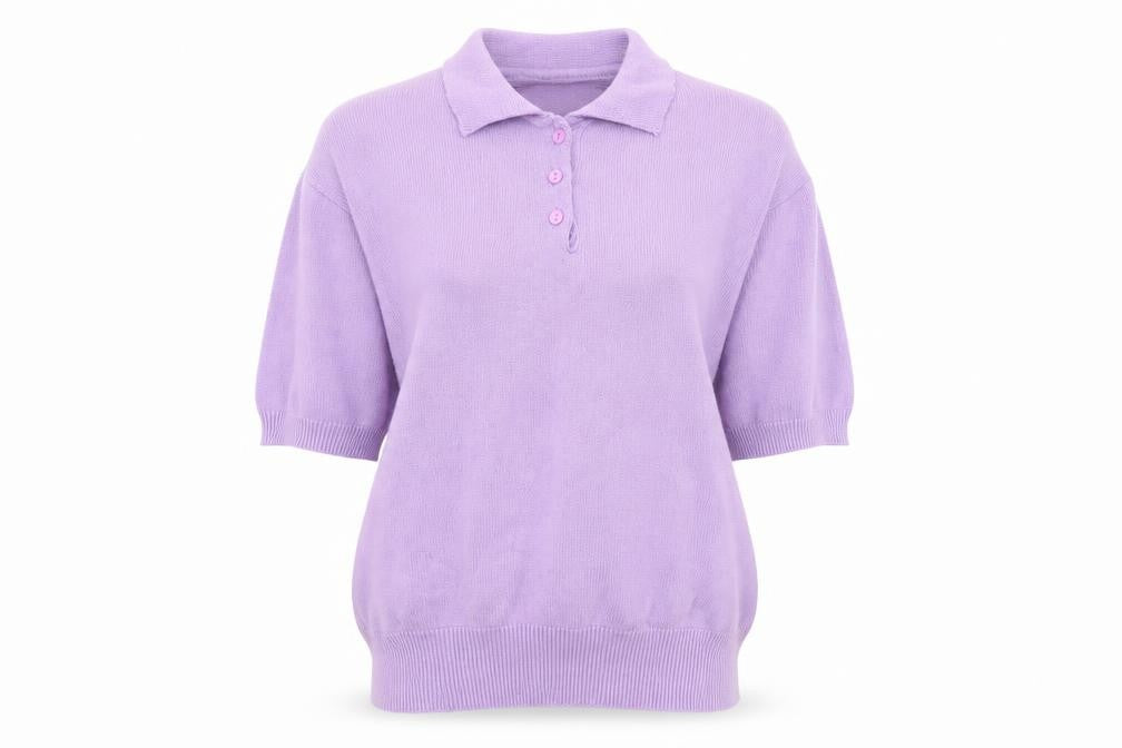 Country Collection Womens Purple Collared Cotton Pullover Jumper Size S
