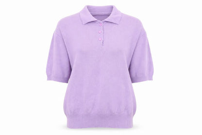 Country Collection Womens Purple Collared Cotton Pullover Jumper Size S