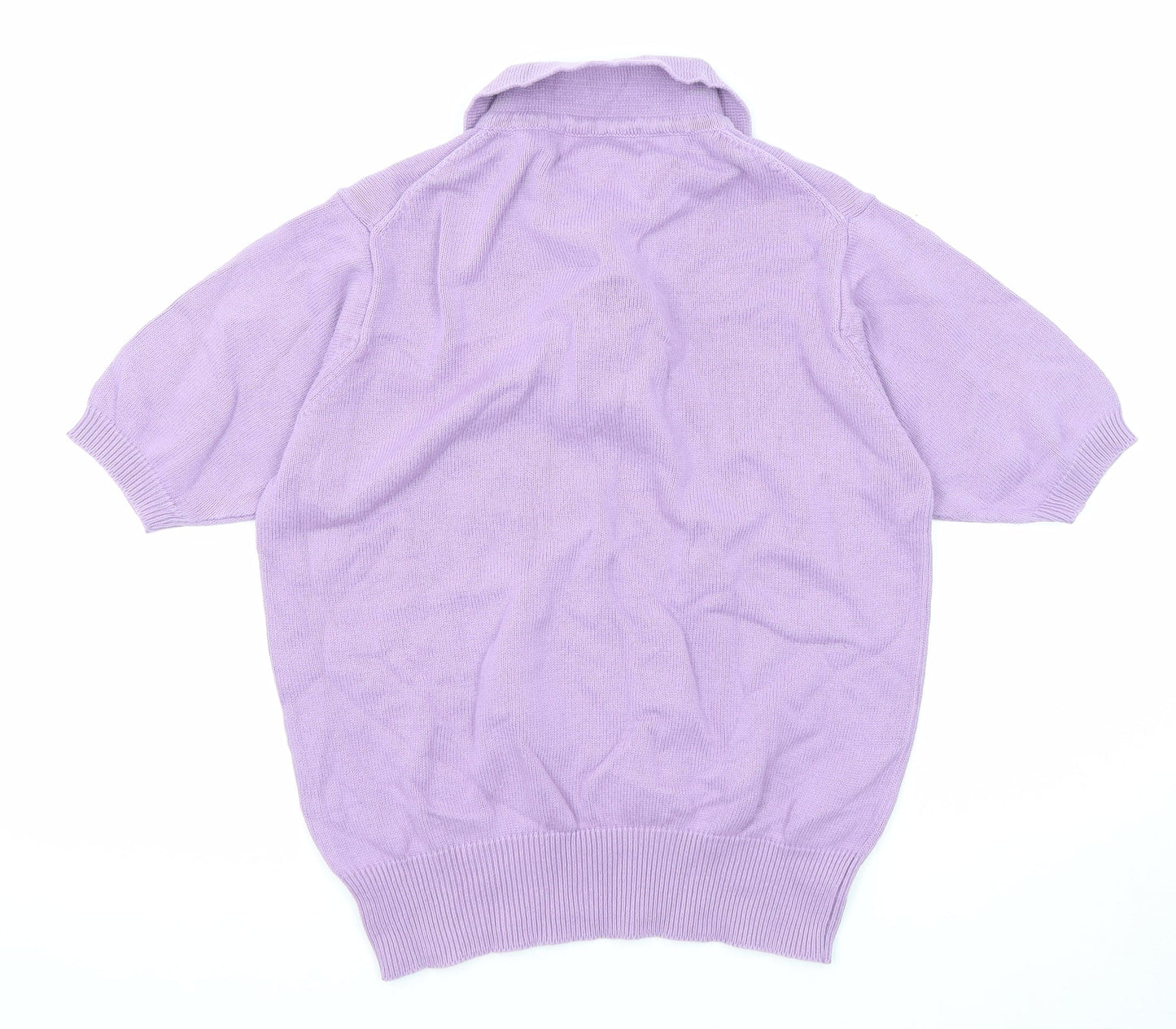 Country Collection Womens Purple Collared Cotton Pullover Jumper Size S