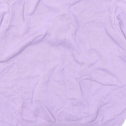 Country Collection Womens Purple Collared Cotton Pullover Jumper Size S