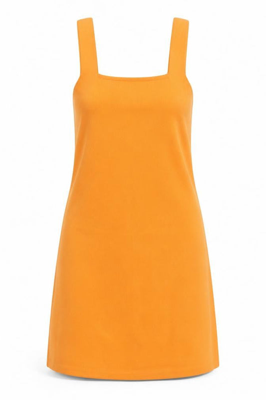 Zara Womens Orange Polyester Pinafore/Dungaree Dress Size S Square Neck Pullover