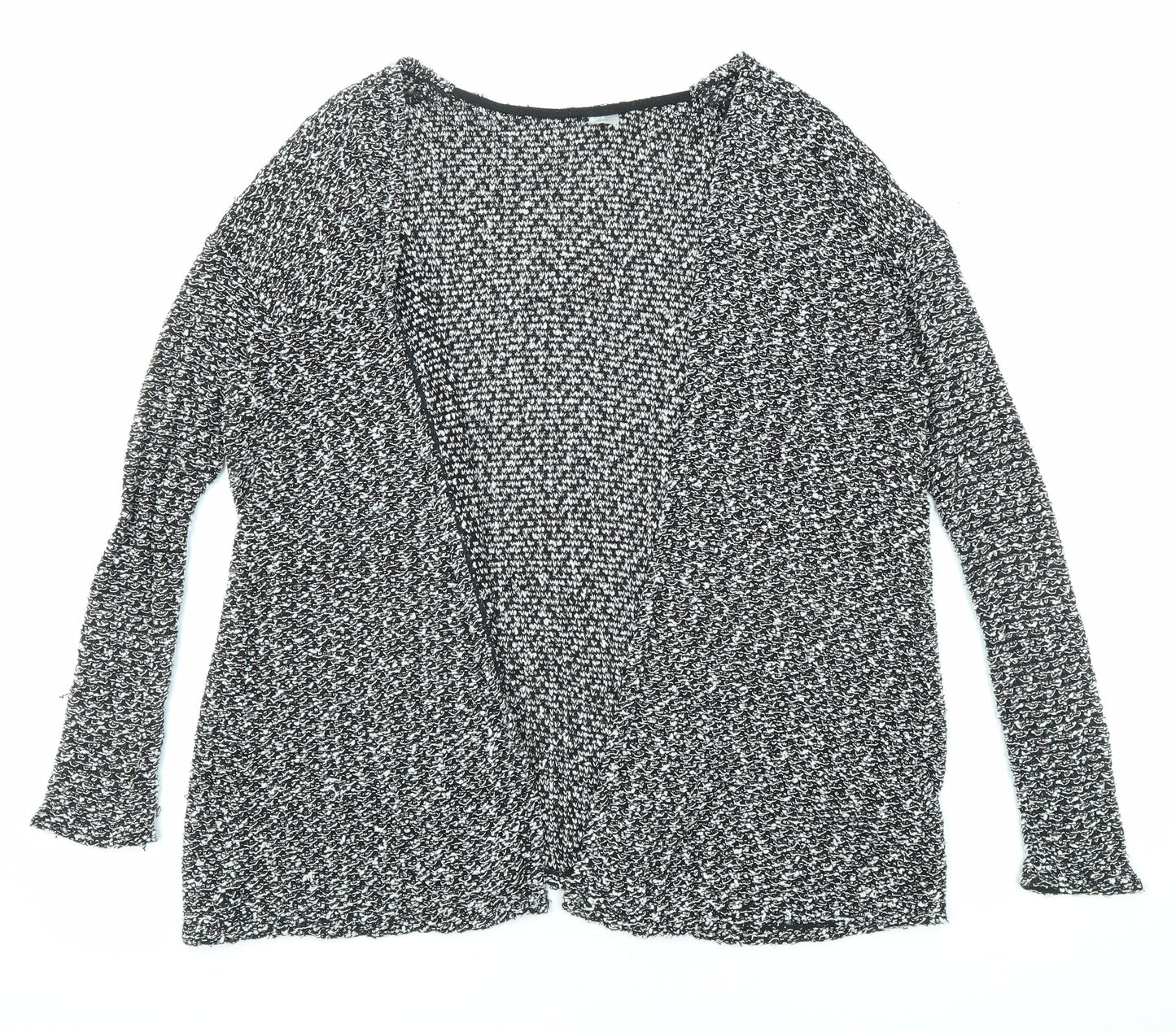 Divided by H&M Womens Black V-Neck Geometric Polyester Cardigan Jumper Size S