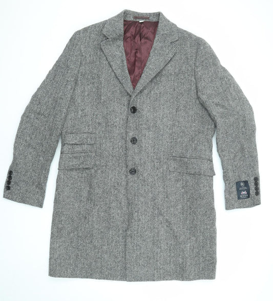 Marks and Spencer Mens Grey Overcoat Coat Size XL Button