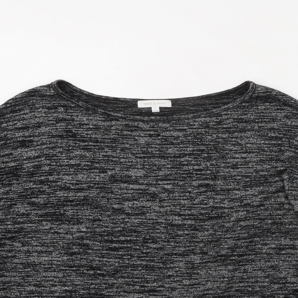 Deane & White Womens Black Polyester Basic T-Shirt Size 14 Round Neck