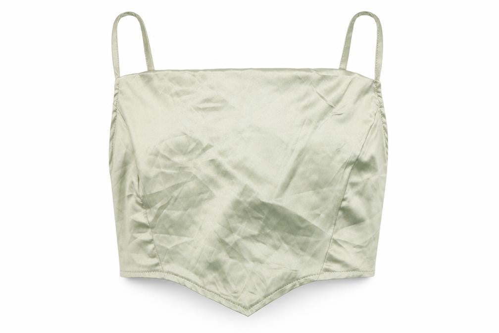 PRETTYLITTLETHING Womens Green Polyester Cropped Tank Size 4 Square Neck