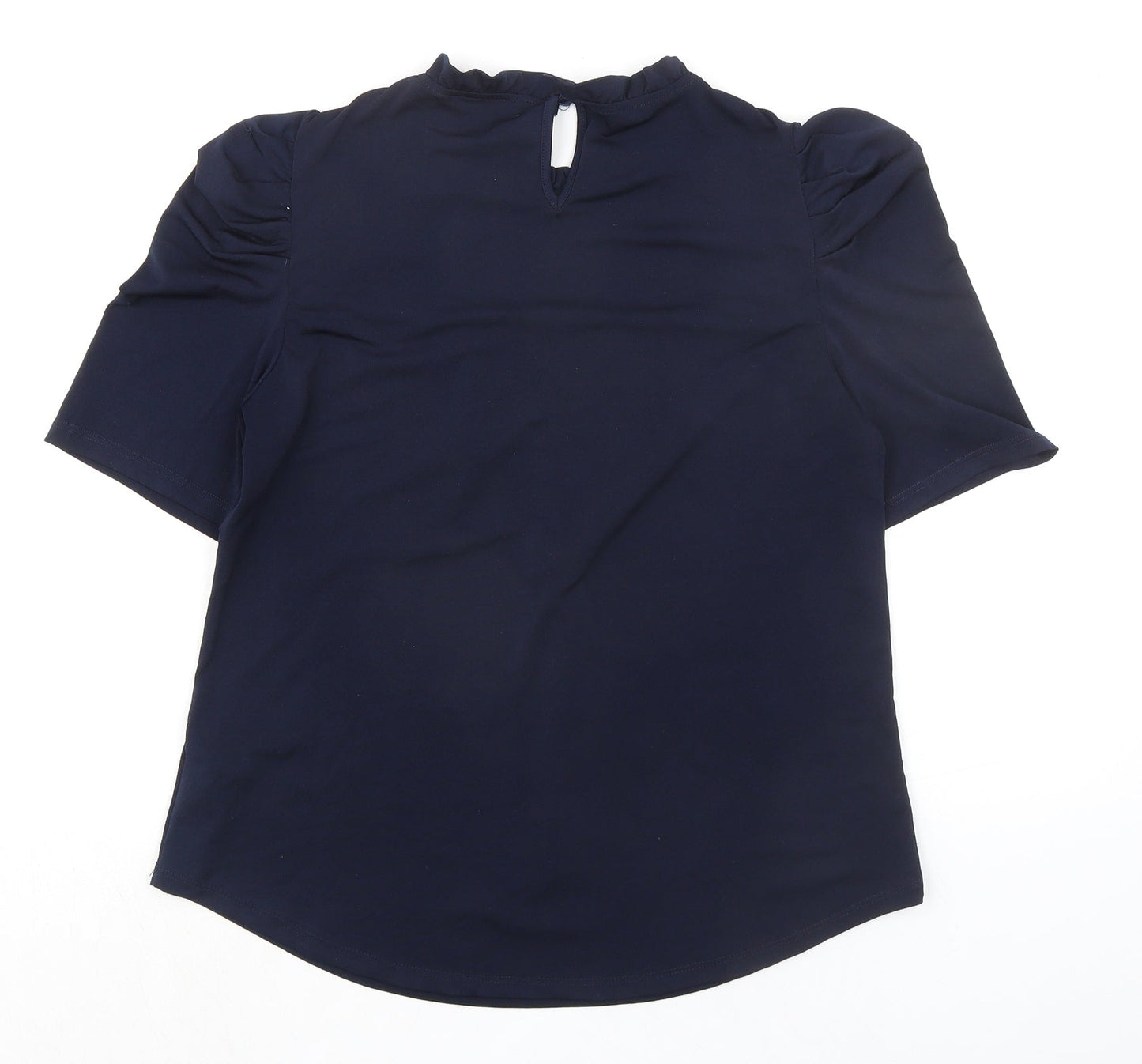 Adrianna Papell Womens Blue Polyester Basic Blouse Size S Round Neck
