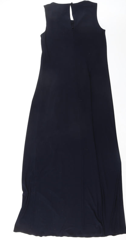 Phase Eight Womens Blue Polyester A-Line Size 10 Round Neck Button