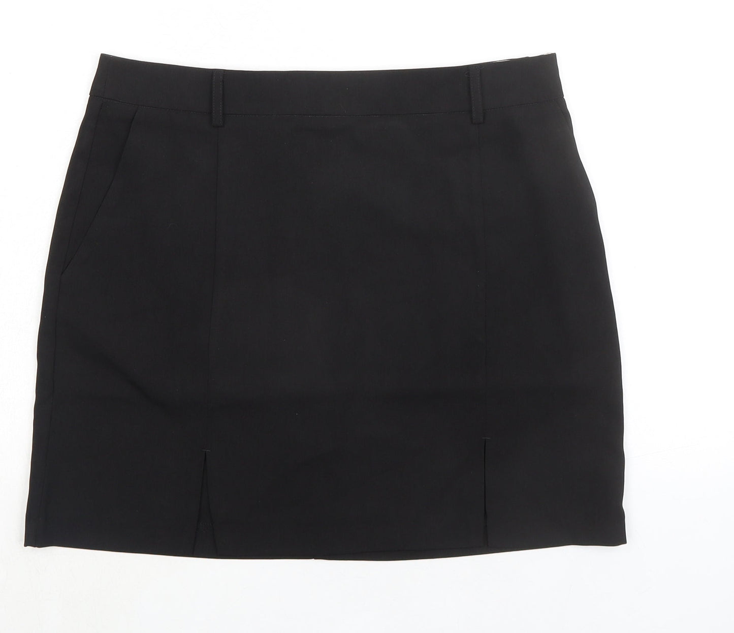 Topshop Womens Black Polyester A-Line Skirt Size 12 Zip