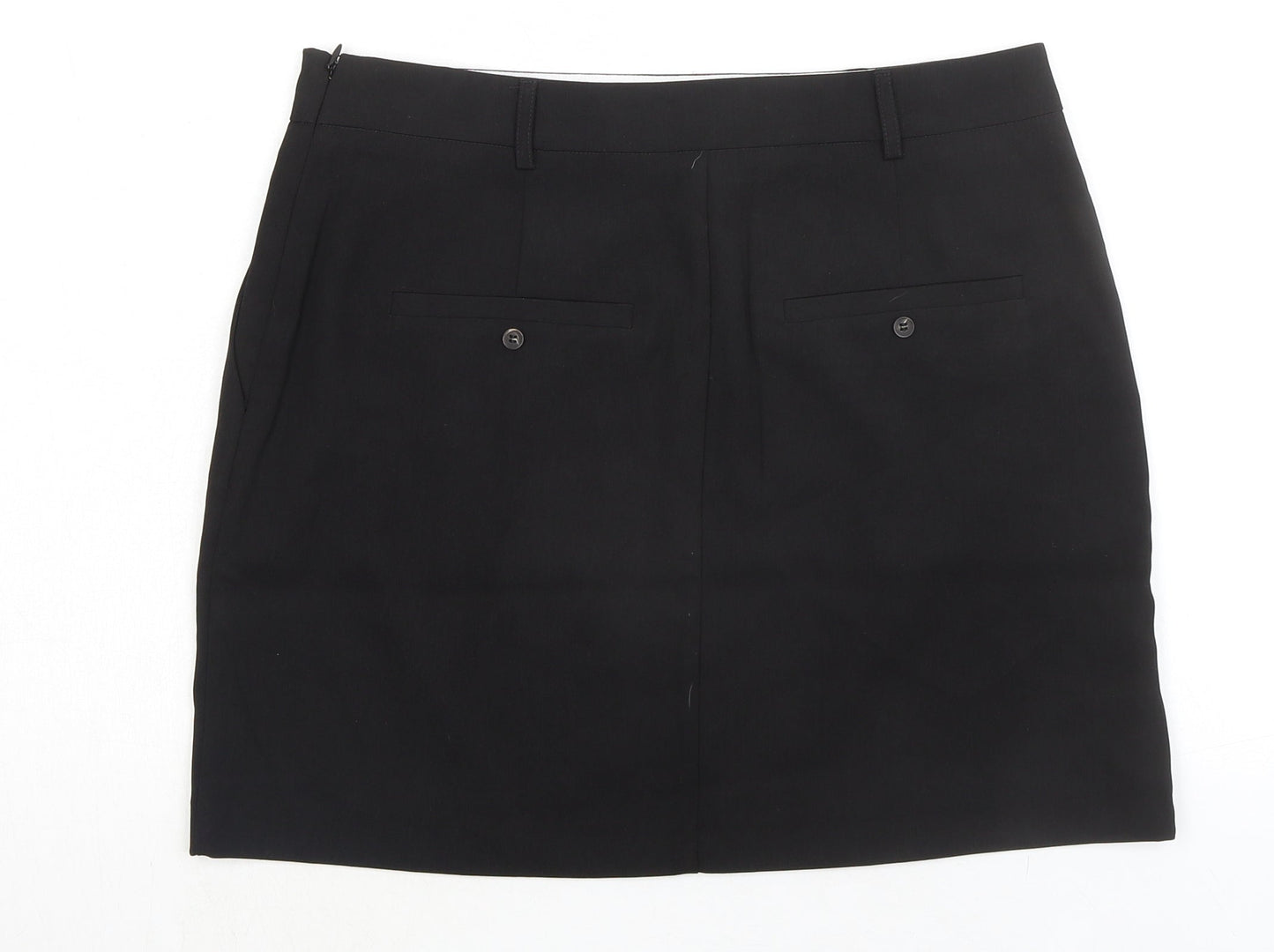 Topshop Womens Black Polyester A-Line Skirt Size 12 Zip