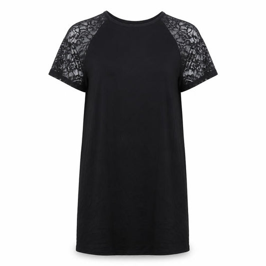 ASOS Womens Black Viscose T-Shirt Dress Size 10 Round Neck Pullover