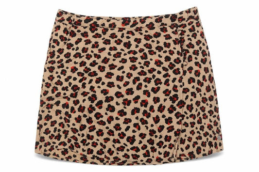 Garcia Womens Beige Animal Print Viscose Mini Skirt Size M Button - Leopard pattern