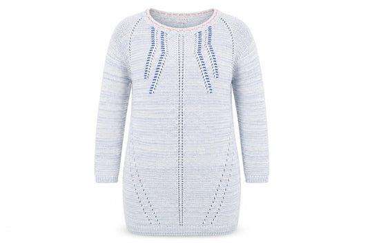 Indigo Womens Blue Cotton Jumper Dress Size 16 Round Neck Pullover