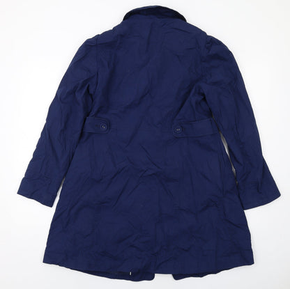Marks & Spencer Womens Blue Pea Coat Coat Size 12 Button