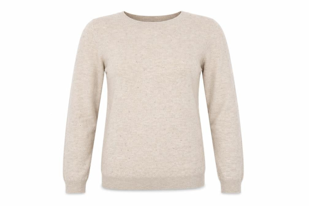 Mango Womens Beige Round Neck Wool Pullover Jumper Size S