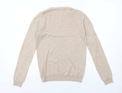 Mango Womens Beige Round Neck Wool Pullover Jumper Size S