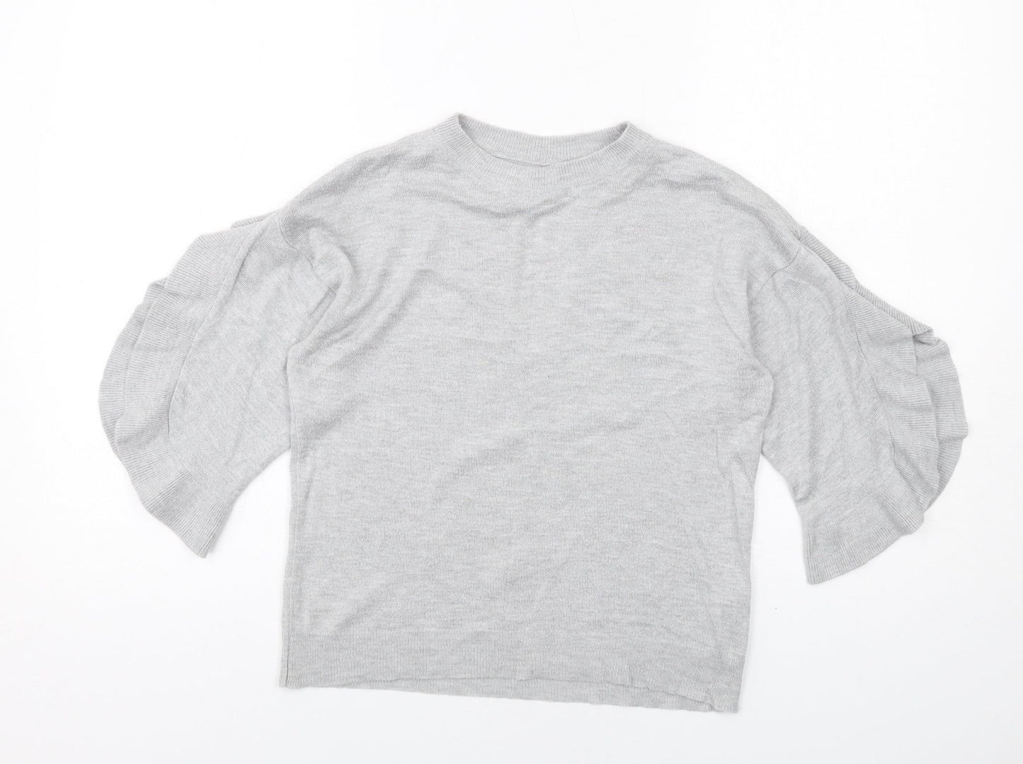 Miss Selfridge Womens Grey Round Neck Viscose Pullover Jumper Size 8