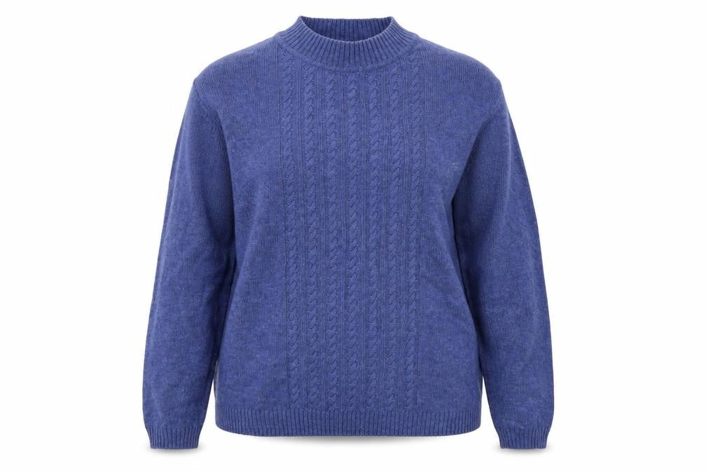 EWM Womens Blue Mock Neck Nylon Pullover Jumper Size 18
