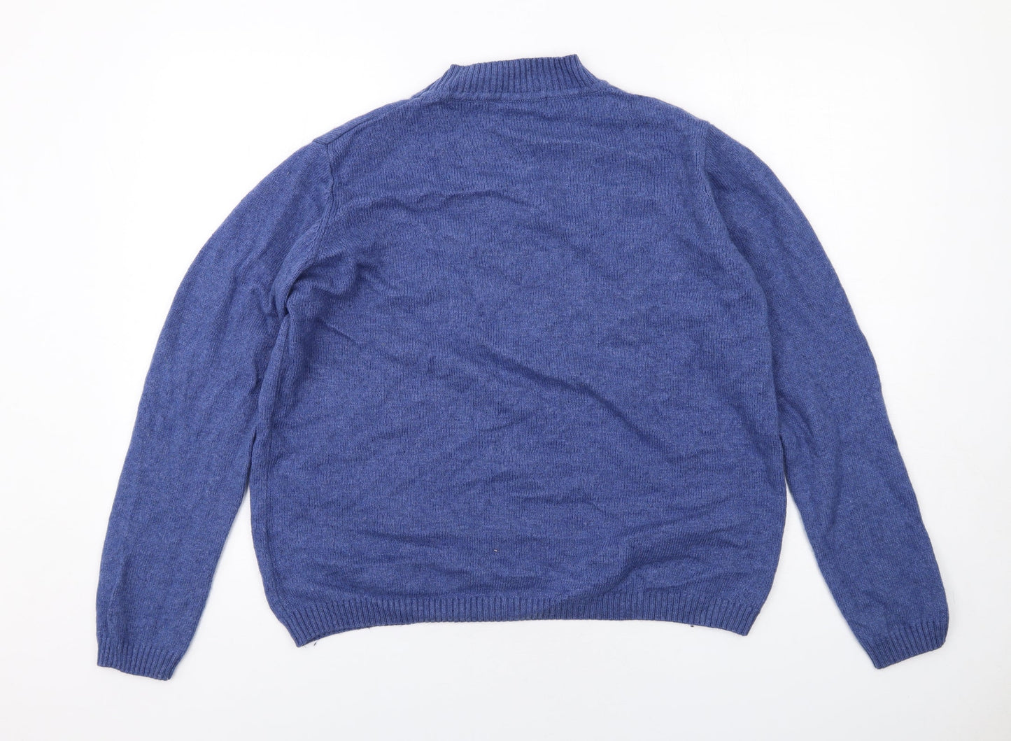 EWM Womens Blue Mock Neck Nylon Pullover Jumper Size 18