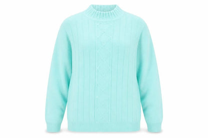 EWM Womens Blue Mock Neck Acrylic Pullover Jumper Size 14