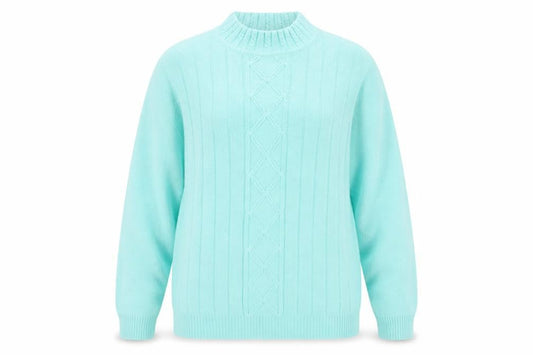 EWM Womens Blue Mock Neck Acrylic Pullover Jumper Size 14