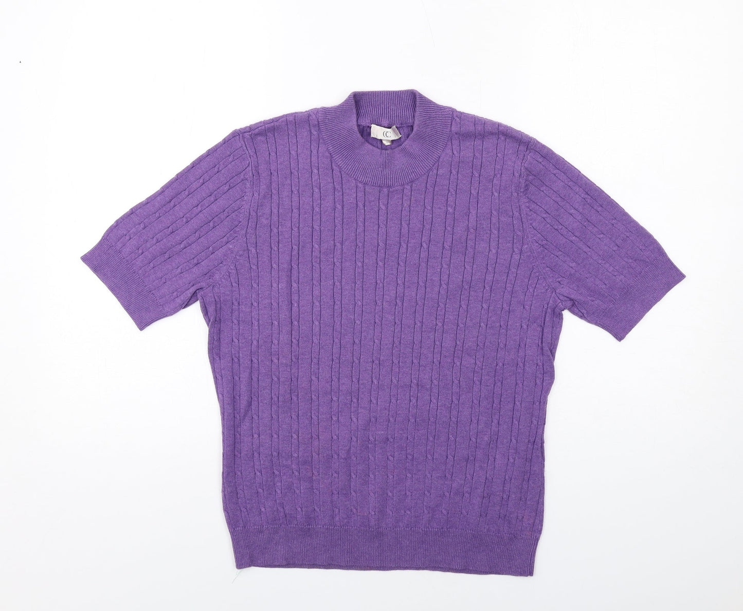 CC Womens Purple Mock Neck Cotton Pullover Jumper Size L