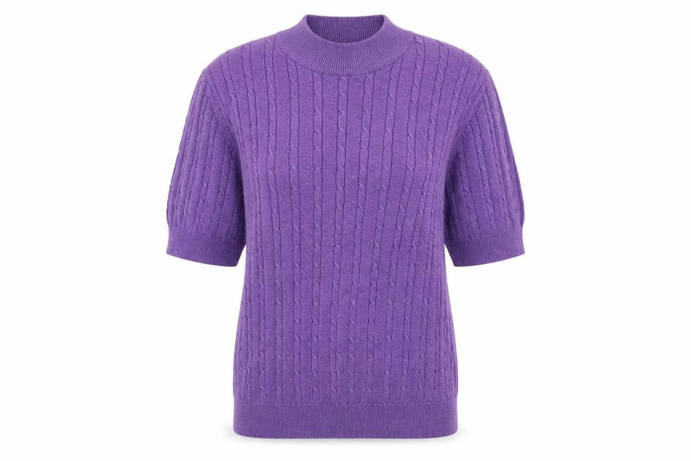 Country Casuals Womens Purple Mock Neck Cotton Pullover Jumper Size L