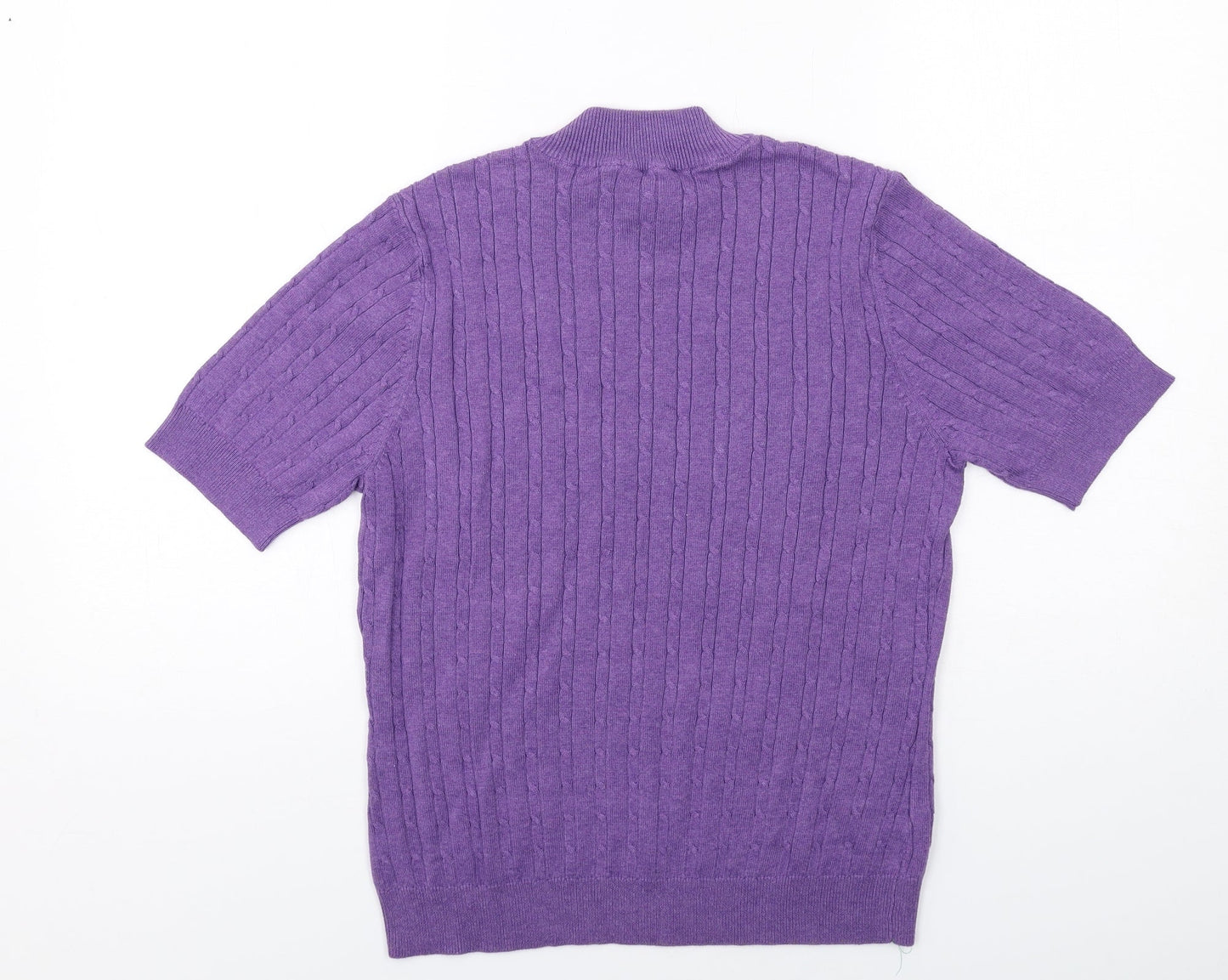 CC Womens Purple Mock Neck Cotton Pullover Jumper Size L