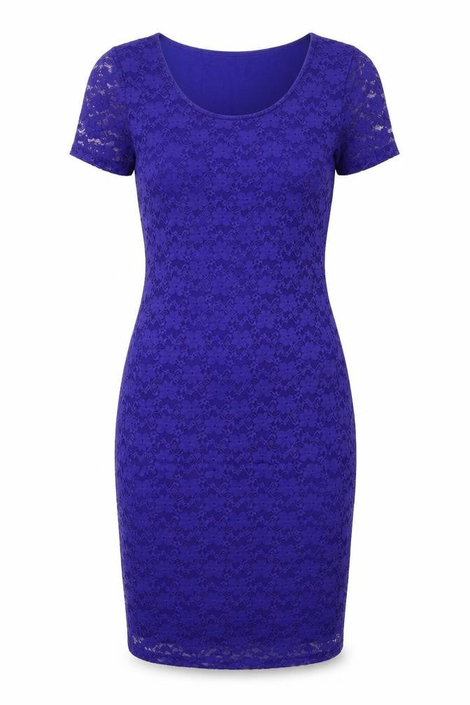 H&M Womens Blue Polyamide Pencil Dress Size S Boat Neck Pullover