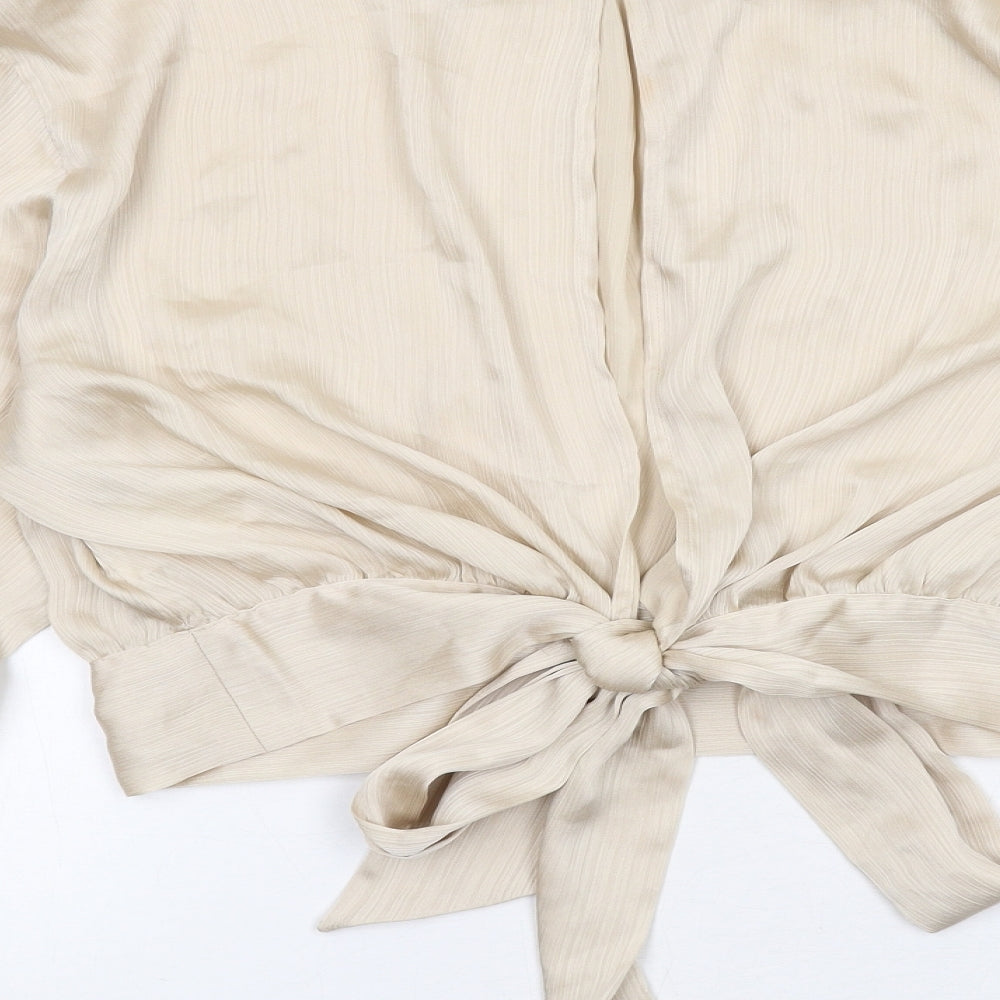 H&M Womens Ivory Polyester Basic Blouse Size L Round Neck