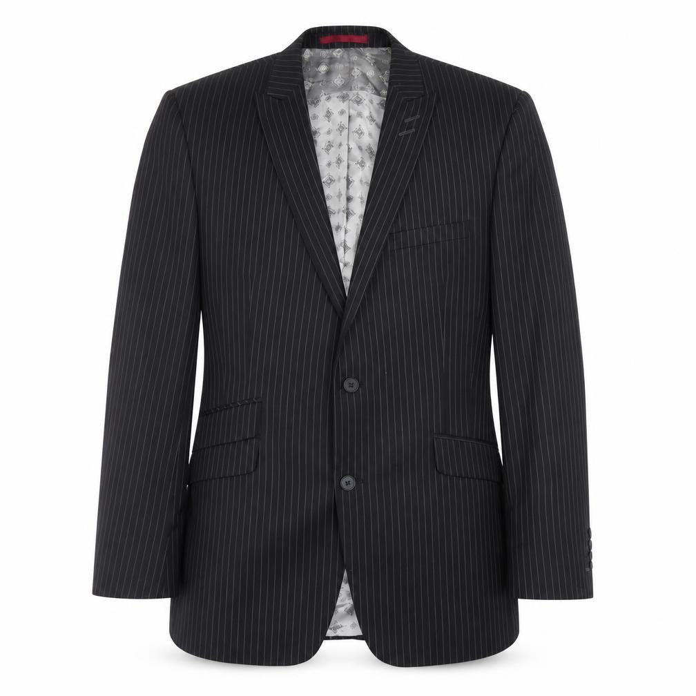 Limehaus Mens Black Striped Polyester Jacket Suit Jacket Size 42 Regular