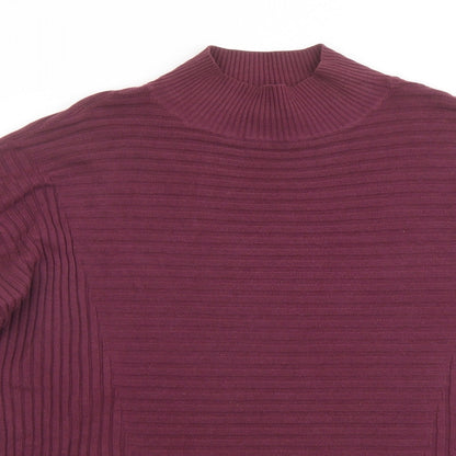 Select Womens Purple Mock Neck Acrylic Pullover Jumper Size 14