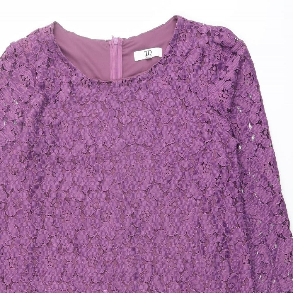 True Decadence Womens Purple Polyester A-Line Size 12 Round Neck Zip
