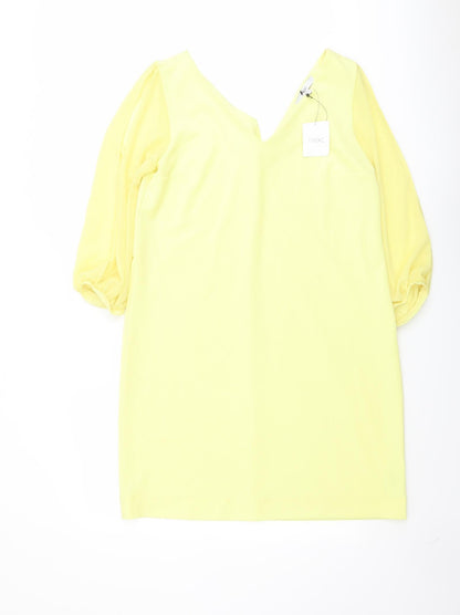 Next Womens Yellow Polyester A-Line Size 12 V-Neck Pullover